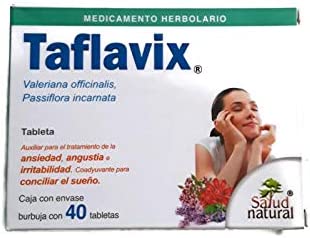 TAFLAVIX Ansiedad, Angustia, Irritabilidad, Conciliar el Sueño 40 Tabletas Anxiety, Stress