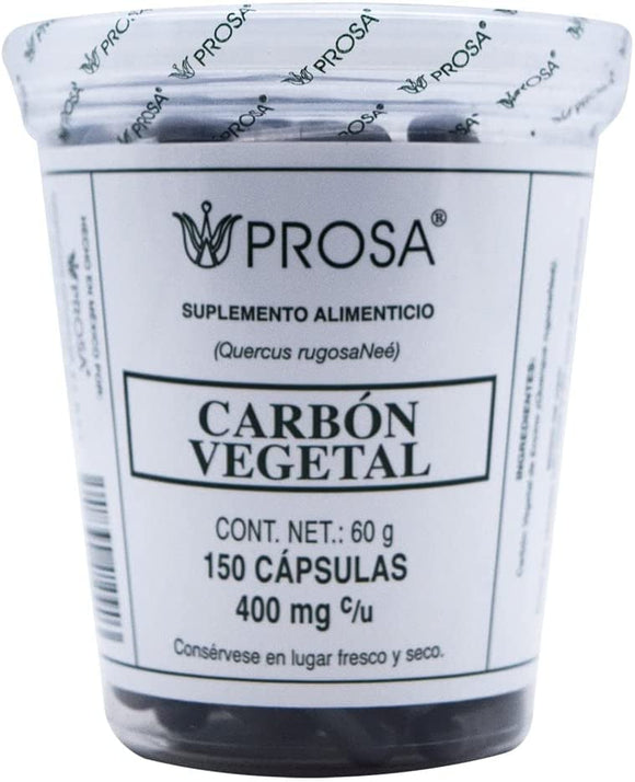 Carbon Vegetal 150 Cap PROSA. para el sistema digestivo Como la inflamacion, colicos y diarrea
